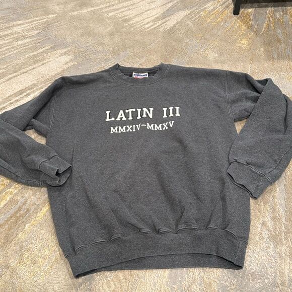 VTG Hanes LATIN III MMXIV-MMXV sweatshirt size S "MARS EST DEUS!" Check pics - Picture 1 of 7